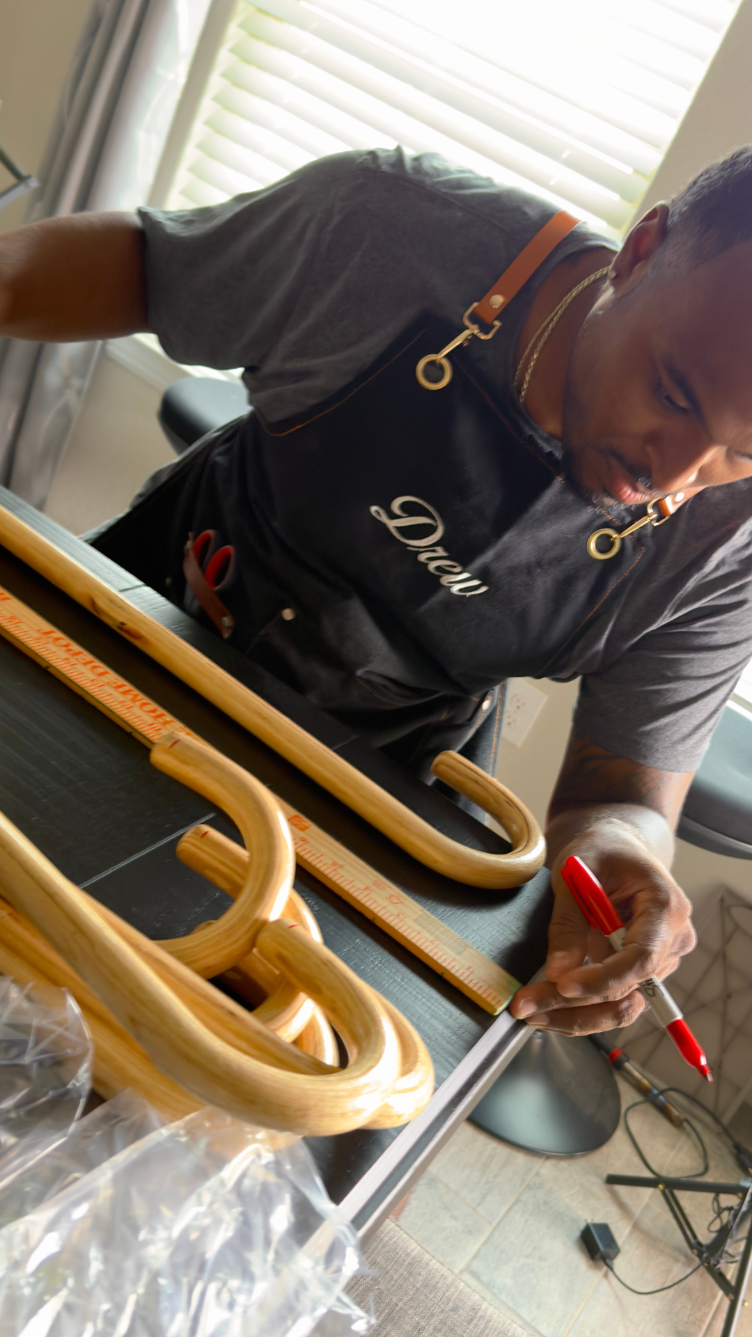 Handles curing in the workshop