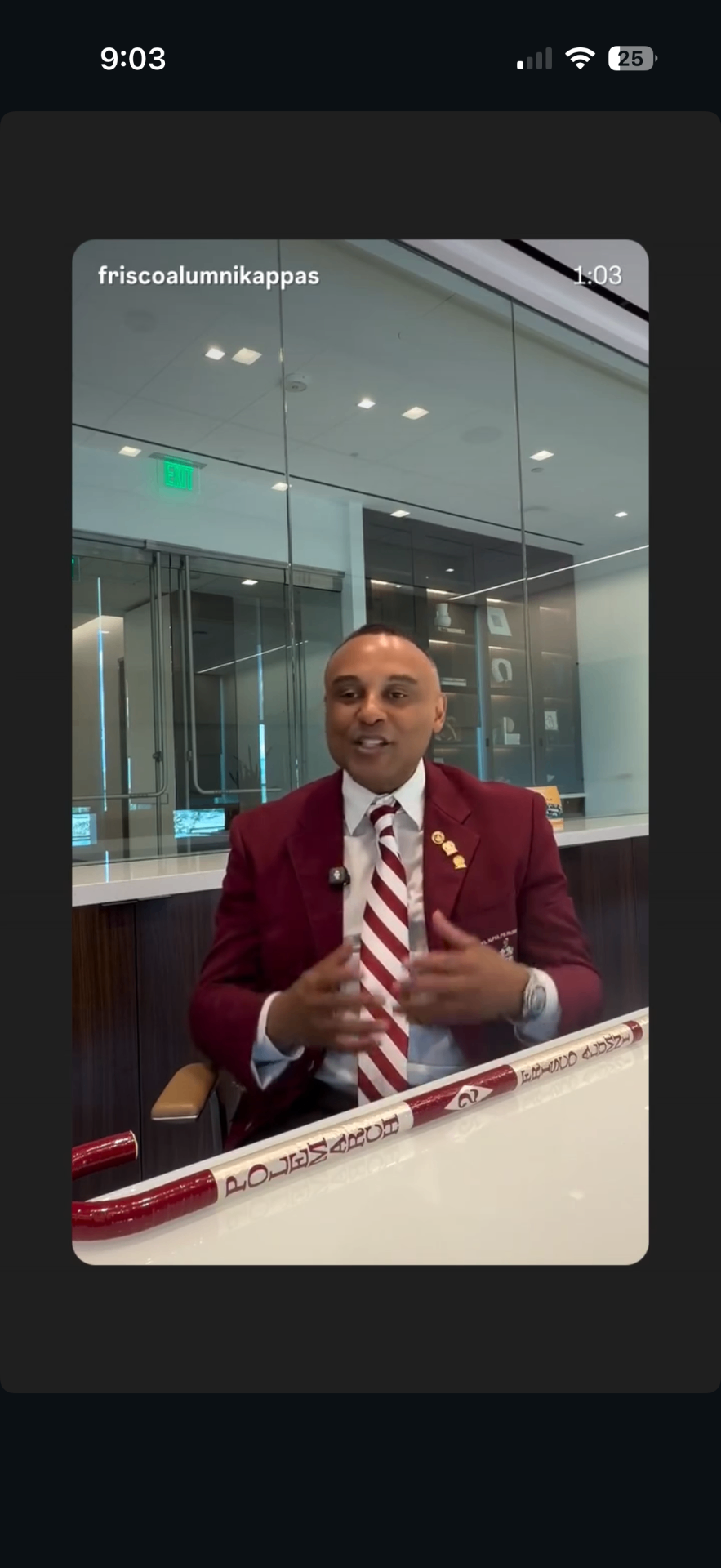Frisco Alumni Polemarch with his personalized Signature Kane